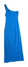 Zara Women's One Shoulder Blue Dress Size M Cotton Stretch Excellent Condition