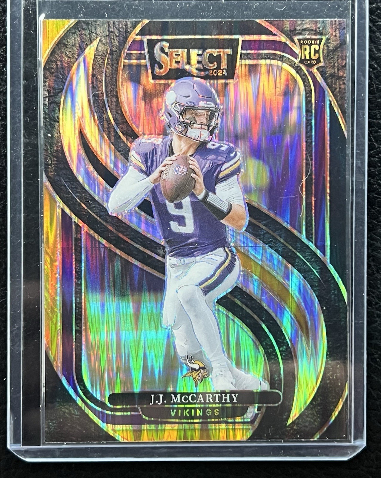 2024 Select J.J. McCarthy Premier RC Black and Gold Prizm Shock #134 Vikings