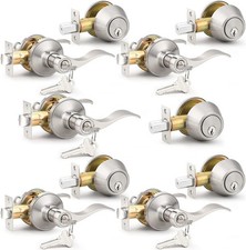 Probrico 5 Sets Satin Nickel Entry Lever Deadbolt Combo