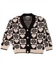 Maglione cardigan donna Zara oversize UK 14 medio nero floreale cotone VE10
