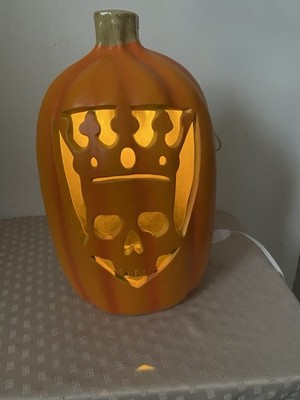 16'' Halloween Jack-o-Lantern Skull King Crown Pumpkin Blow Mold Spooky Horror 
