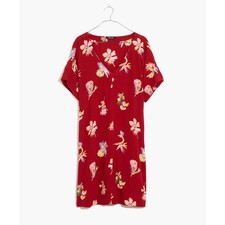 Madewell Women's Novel Floral Shift Dress in Bird of Paradise Red Size Large