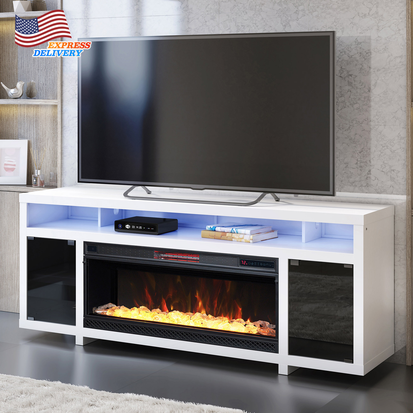 Tresanti Bennett LED TV Console with Classicflame Electric Fireplace