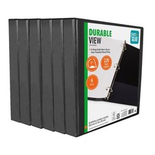 Pen Gear 1-Inch Durable Binder D-Ring Black 6 Pack