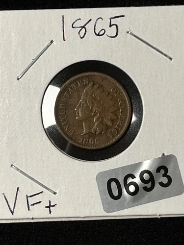 1865 indian head cent Vf Tough Date