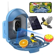 Bird Feeder with Camera, Smart Birdfeeder with Cam Solar Blue With BirdBath