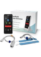 Handheld Pulse Oximeter for Monitoring w/ Adult Finger Probe and Base