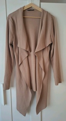 Cardigan Mantel Beige Wasserfallkragen Kurzmantel Trenchcoat Schnürung M