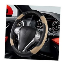 Leather Car Steering Wheel Cover, Universal 15 Inch for Car Truck SUV, Beige