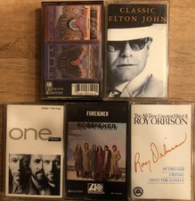 Lot of 5 Cassette Tapes - Styx, Bee Gees, Foreigner, Elton John, Roy Orbison