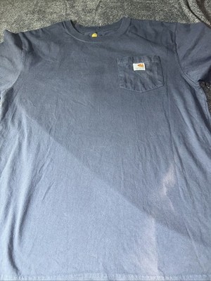Carhartt Shirt Mens Medium Bluestone Original Fit Distressed Pocket Tee K87 BLS
