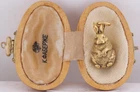 Antique  FABERGE Easter Egg Rabbit Pendant 18k Gold Plated Silver c1898 Tsar Era