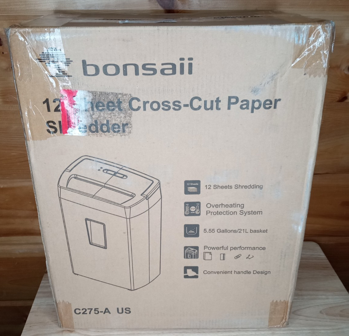 Bonsaii 12 Sheet Cross Cut Paper Shredder C275 A US New Complete