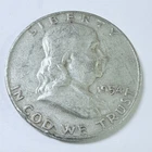 1954 D Ben Franklin SilverHalf Dollar 90% Silver Circulated Coin Free Ship #8879