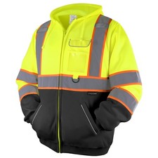 High Visibility Safety Sweatshirt Hoodie, Reflective Hi-Vis ANSI Class 3 Flee...