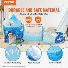 VEVOR 3 in 1 Kids Play Tent with Tunnel, Basketball Hoop for Boys, Girls, Babies