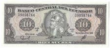 Ecuador 10 Sucres P 121 1988 UNC 