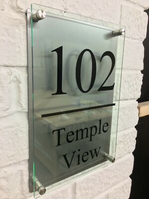 Contemporary HOUSE SIGN / PLAQUE / DOOR / NUMBER / SILVER GLASS EFFECT ACRYLIC