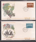 GREAT BRITAIN - ISLE OF MAN 1984 2 FDCs EUROPA BRIDGE + AUTOMOBILE CACHET