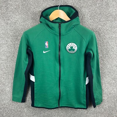 Nike Dri Fit Boston Celtics Hoodie Full Zip Youth Boys Large Green NBA 