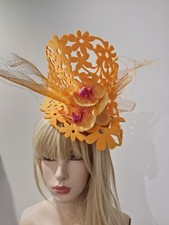 Fascinator millinery hat races wedding costume Orange SALE SALE SALE