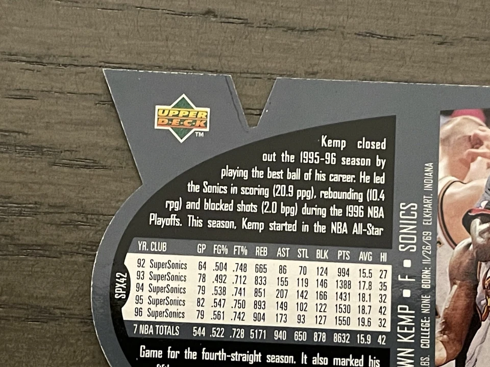 1997 SPX Shawn Kemp #SPX42 Seattle SuperSonics - Image 3 of 4