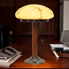 Original Art Deco Desk Lamp "MARBLE SWIRL" Banker Lamp Chrome 1930