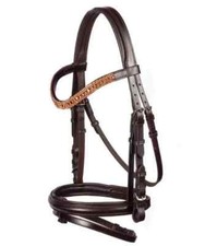5 Row Golden Crystal Browband Dressage Leather Bridle With Softy Padding