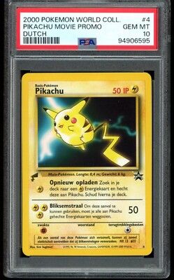 PSA 10 Pikachu 4 - Pikachu Movie Promo - World Collection - Dutch