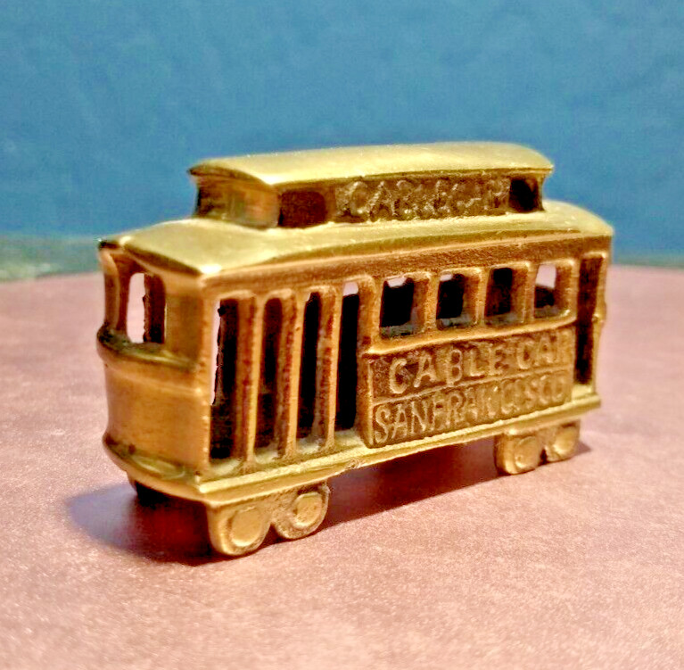 Souvenir San Francisco Brass Paperweight Trolley Powell St Cable Car 2 in Used