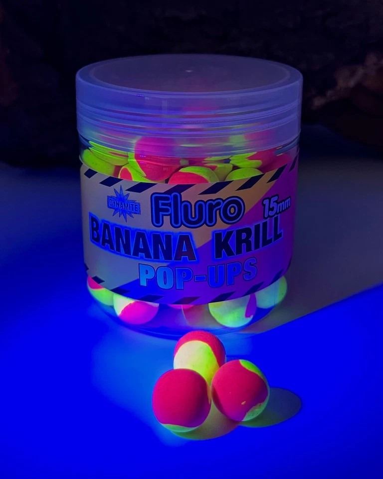 Dynamite Baits Fluro Two Tone Pop Ups Krill & Banana 15mm 80g Karpfenfutter DA - Bild 2 von 2