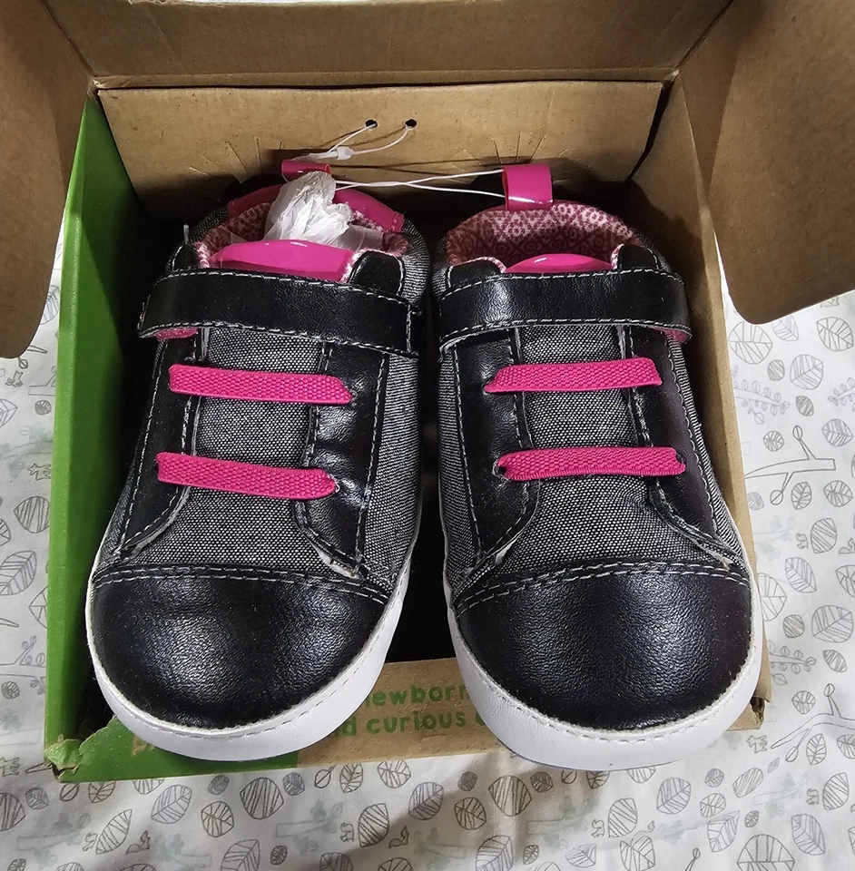 Surprize by Stride Rite Bebé Niñas Clara Negro Tenis 12/18 Meses Etapa 1 Nuevo Foto 2 de 4