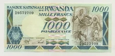 Rwanda 1000 Francs 1-1-1988 Pick 21 UNC Uncirculated Banknote