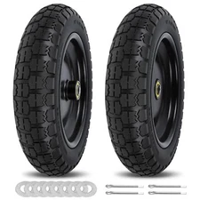 phepetroll 13inch Flat Free Wheels Tires 4.00-6 Solid Replacement Universal 5/8"