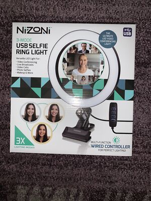 NIZONI 3-MODE USB SELFIE RING LIGHT MULTI-FUNCTION WIRED CONTROLLER NEW IN BOX