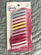 NEW Vintage GOODY Girls Best Friend 2" 12 Barrettes Pastel  4741 NIP Hair Clips