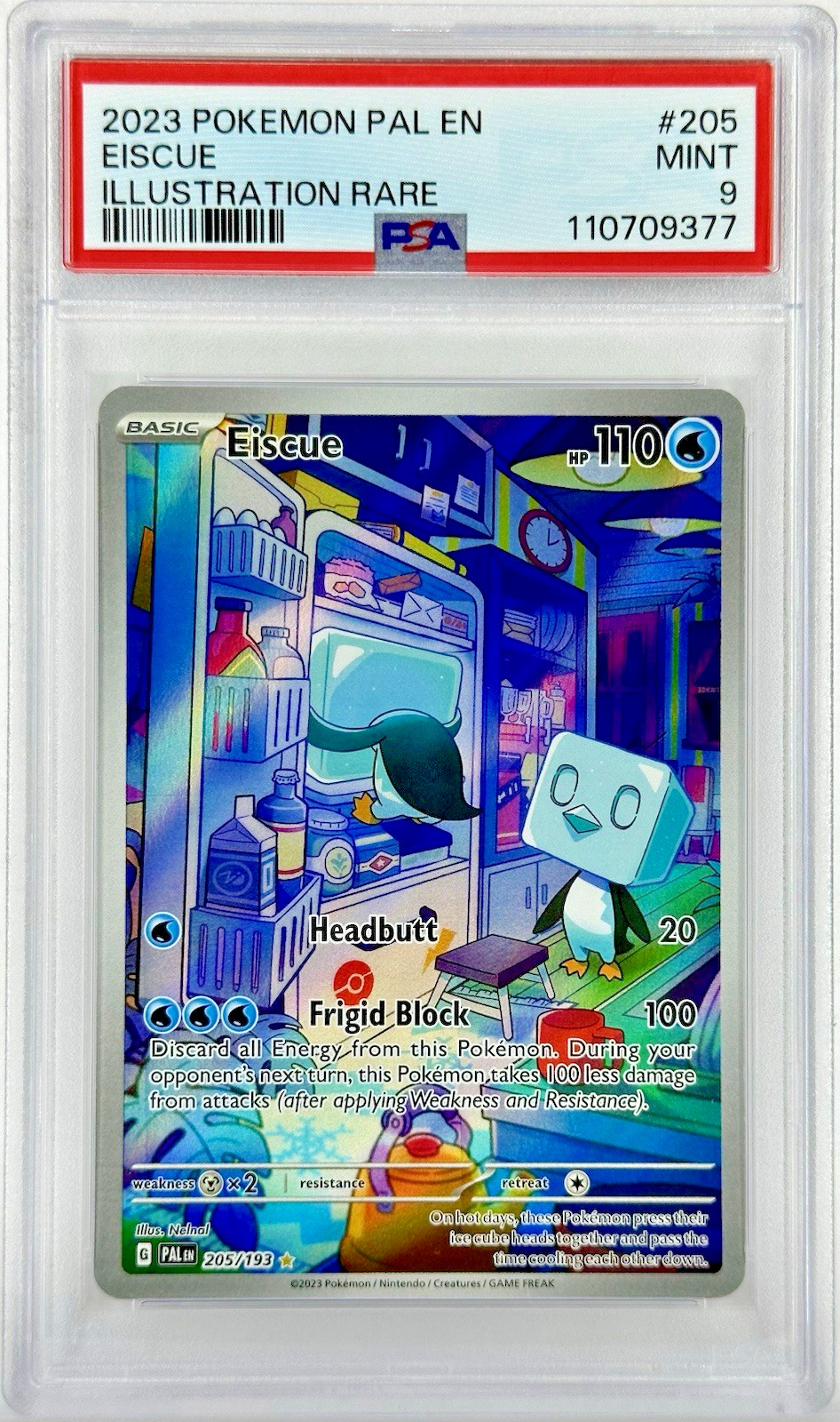 PSA 9 PAL EN Eiscue #205 IR - 2023 Pokemon Sv02: Paldea Evolved 205/193