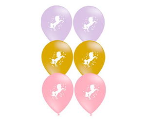 Unicorn Latex Balloons Pack Of 6 Pink Purple Gold 1st Birthday