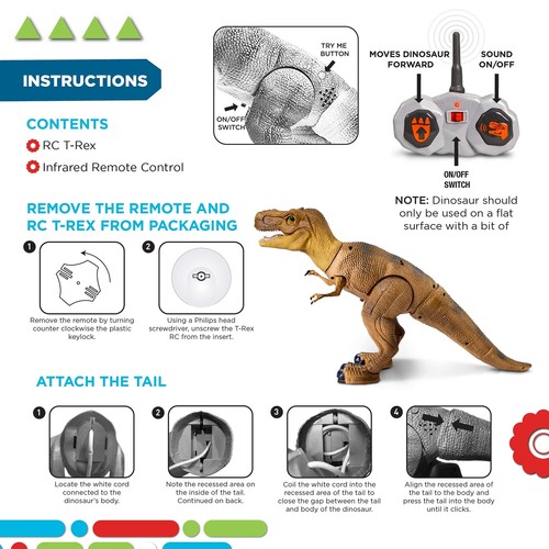 Remote Control RC T Rex Dinosaur Electronic Toy Action Figure Moving & Walkin... - Picture 6 of 9