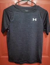 Under Armour Youth Large Dark Gray Athletic Crew Neck Short Sleeve T-Shirt Navy