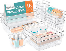 16 PCS Drawer Organizer Set, 5 Varied Size Bathroom and kitchen Drawer cabinet o