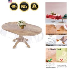 Clear Table Cover Protector - Oval Clear 60x 90 Inch Plastic Tablecloth Vinyl...