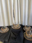 American Pink Sweetheart Depression Cup & Saucer 4 Sets Macbeth & Evens (1930-36