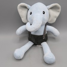 Hudson Baby HB Blue Elephant Plush in overall Stuffed Animal 9" Lovey