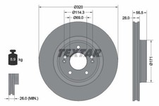 2x TEXTAR Disque de frein Avant pour KIA Stinger 3/5 portes (CK) 320mm 92323605