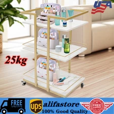 Utility Manicure Trolley Open Design Metal Storage Rolling Barber Cart w/ Wheels