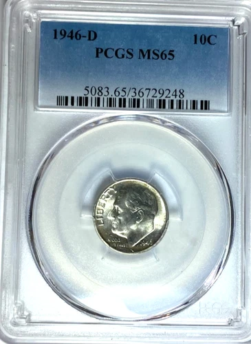 1946 D 10c Roosevelt Proof Silver Dime PCGS MS65 BU Denver