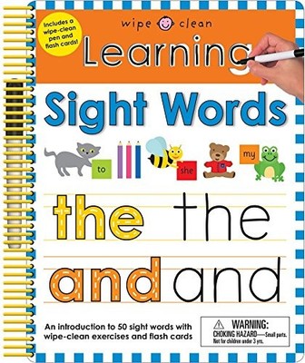 WIPE CLEAN: LEARNING SIGHT WORDS: INCLUDES A WIPE-CLEAN By Roger Priddy *VG+*