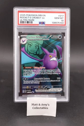 Team Rocket's Crobat ex 217/182 Sv10: Destined Rivals Holo Pokemon PSA 10