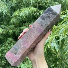 5.8LB 11" Natural Rhodonite Tower Obelisk Quartz Crystal Healing Mineral Point